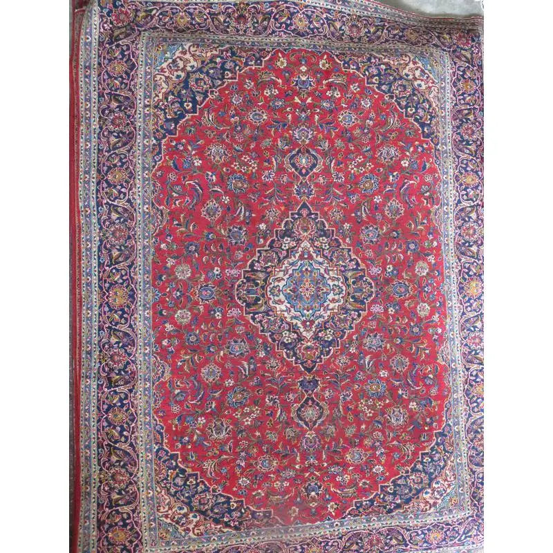One Of The Kind Hand-Knotted Persian Wool Rug _ Luxurious Vintage Design, 12'8" X 9'10", Artisan Crafted